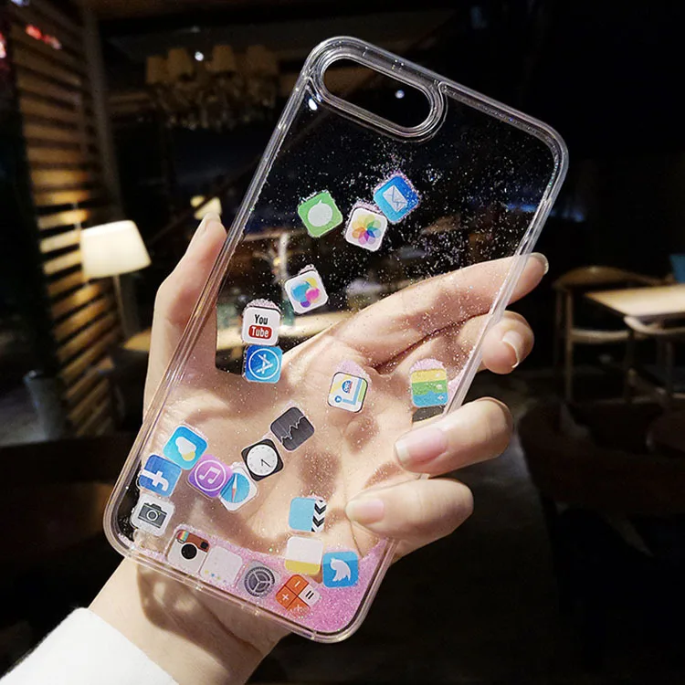 Прозрачный чехол для телефона со стразами iphone 7 X XS MAX значок приложения Блестящий
