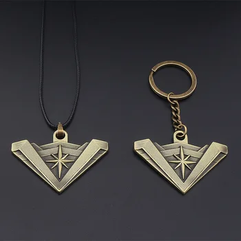 

Superhero Cospaly Necklace Keychain Set Starlight Crown Headwear Logo Necklace Golden Halloween Cosplay Accessories