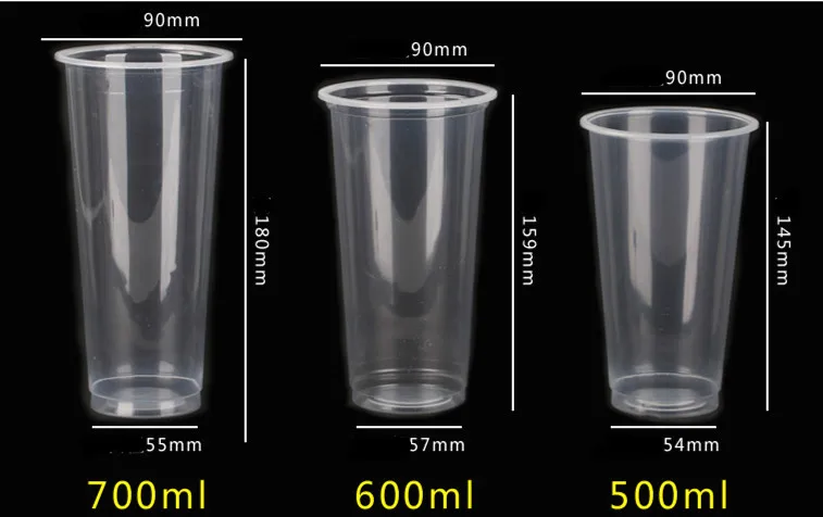 Одноразовые, для молока чай Пластиковые утолщение через Молоко Фруктовый Сок чайник Кубок фрукты PP 90 калибра 480/500/600/700 мл дополнительно