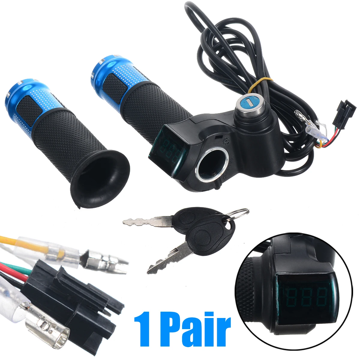 1 Pair Electric E Scooter Bike 24V 36V 48V Display Throttle Rubber Aluminum Handlebar Grip Outdoor Cycling Bicycle Parts