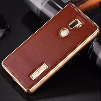 

Original Genuine Leather Case Luxury Aluminum Metal Frame & Genuine Leather Back Cover Phone Cases For Xiaomi MI 5S Mi5s Plus