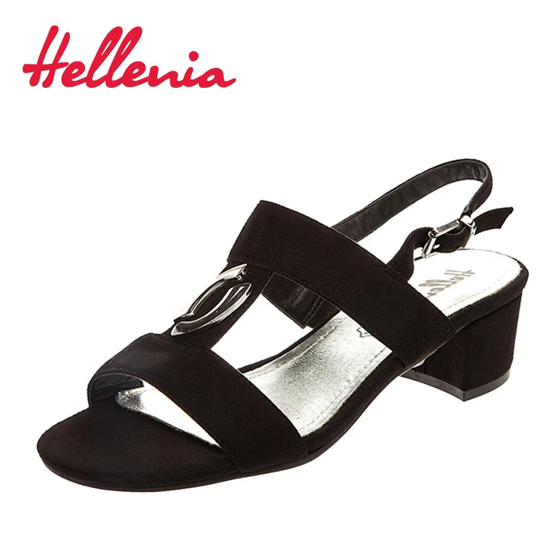 

Hellenia 2018 fashion women shoes sandals open toe buckle black ladies ankle strap heels rubber sole fashion comfortable shoes