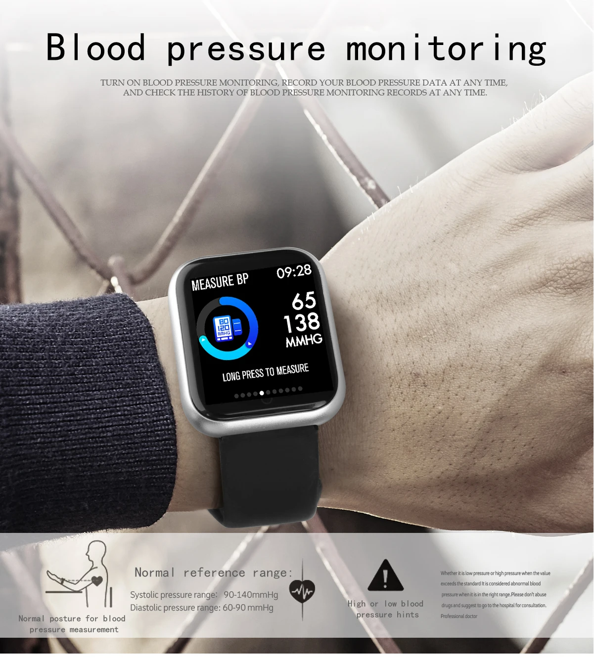 P70 Смарт-часы IP68 Водонепроницаемый фитнес-трекер Браслет кровяное давление монитор сердечного ритма для Android Ios Телефон PK B57