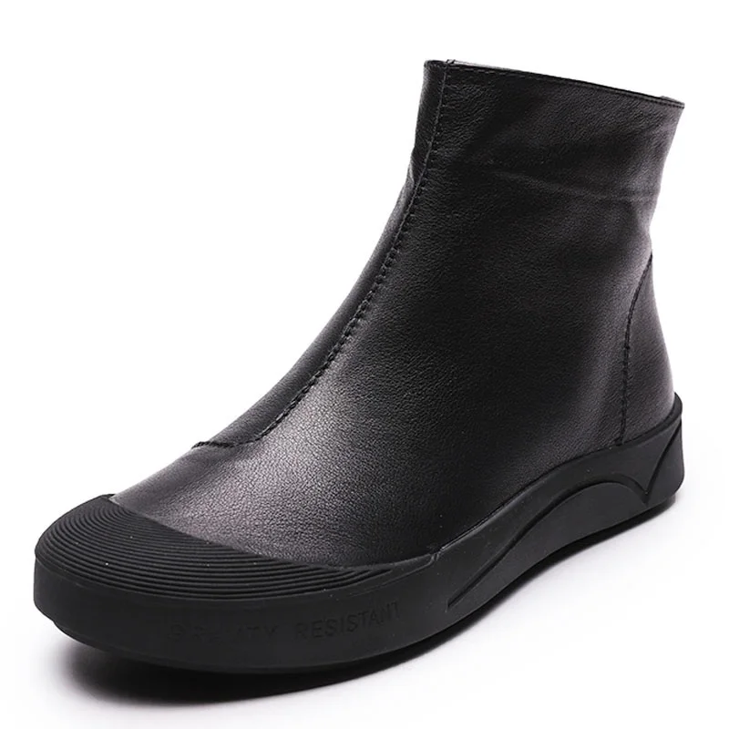 without plush black DRKANOL/женские ботильоны из натуральной кожи на плоской подошве; сезон осень-зима; теплые ботинки с боковой молнией; мягкая удобная обувь из коровьей кожи; Botas; H8066 - Цвет: without plush black