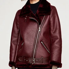 Brieuces на осень-зиму высокой уличной моды женские PU кожаная куртка повседневная теплая жакет на молнии с искусственным мехом верхняя одежда