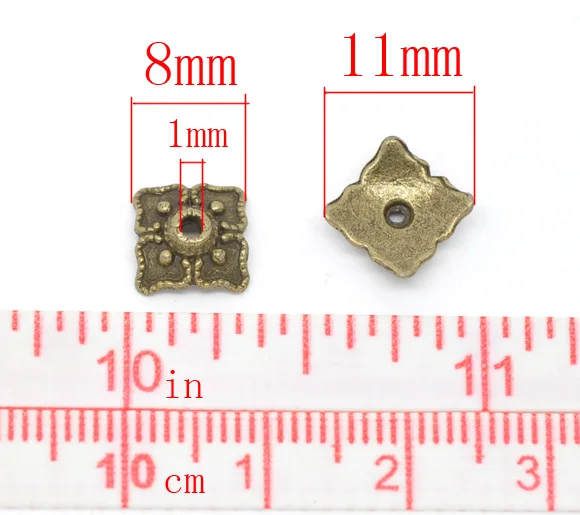

8SEASONS 100 Bronze Tone Square Bead Caps Findings 8x8mm (B14478)