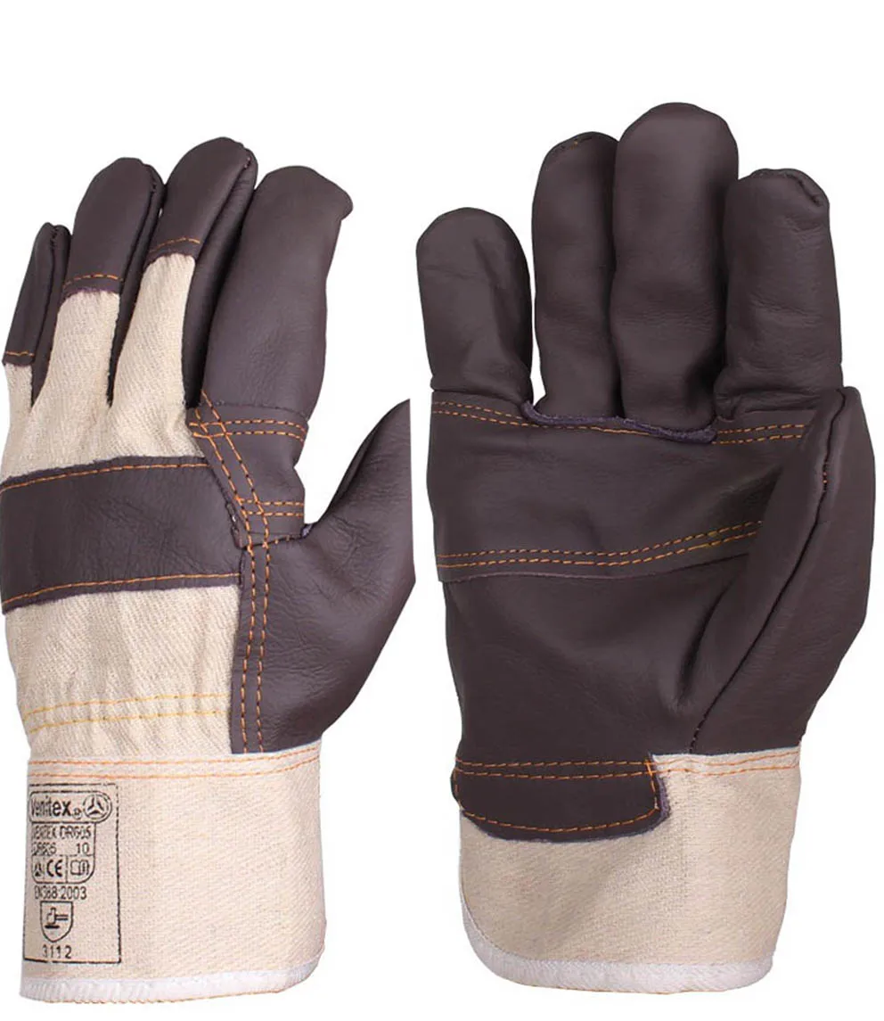 Leather Canvas Abrasion Safety Working Welder Gloves Mechanical Working