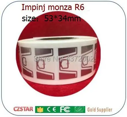 

1000pcs roll impinj Monza R6 chip UHF RFID stickers tags wet inlay UHF 860-960MHZ sticker adhesive with Unique TID epc 96bits