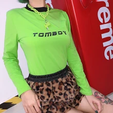 Зеленые буквы оригинальная длинная этикетировочно-термоусадочная машина Новая женская футболка тройники