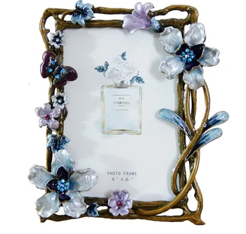 

Amercian Country Vintage Metal Photo Frame Creative Flower Frames For Home Decoration With Picture Card For Home Gift LFB670