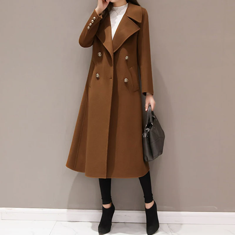 2018 long sleeve winter wool coat women Europe style plus size 5XL casaco feminino ladies autumn new Slim long woolen coats