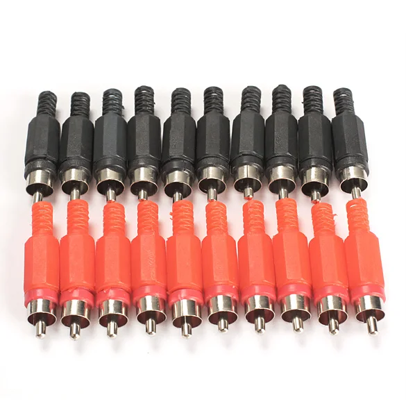 

20PCS Solder RCA Plug Male Audio Video Adapter Connector Professional 10 black 10 red AA