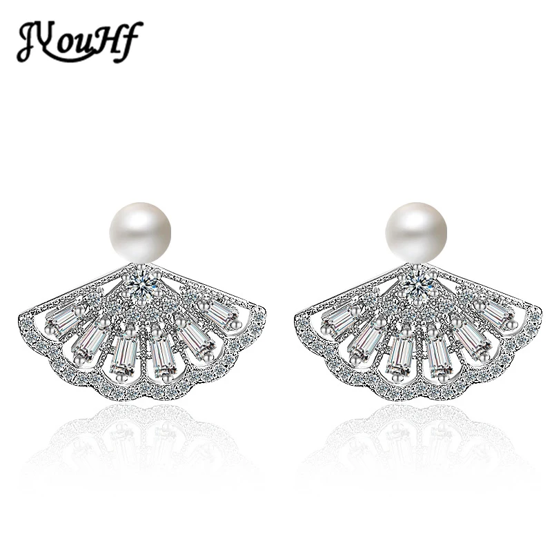 JYouHF New Fashion Sector Women Earrings with Cubic Zircon Jewelry Accessories Classic All-match Imitation Pearl Stud Earrings