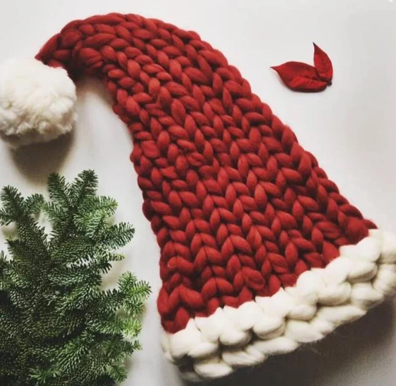 

Christmas Knit Caps Hat Men Women Baggy Warm Crochet Winter Wool New Year products Holiday Baggy Handmade Warm Long Tail
