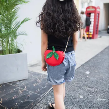 

Korean Version High Quality Baby Girls Kid Leather Apple Shape Shoulder Messenger Bags Chain Coin Purse Monedero Portemonnee