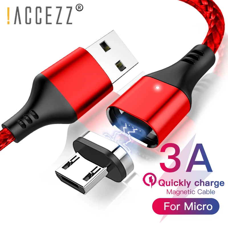 

!ACCEZZ 3A Fast Charging Magnetic Cable For Iphone X XR XS MAX Type C Micro USB Magnet Charger Cord Data Line For Redmi Samsung
