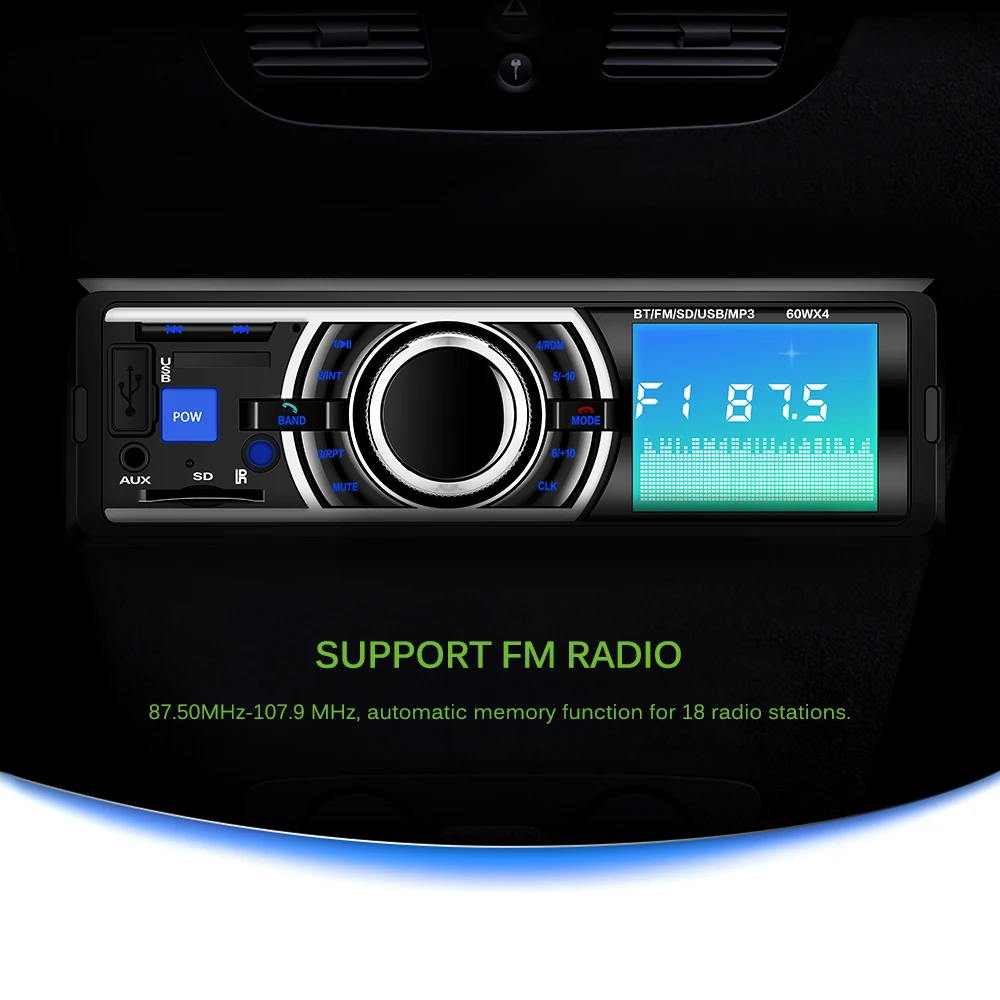 Авто magnitol стерео аудио Bluetooth In-Dash MP3 плеер 60 Вт* 4 FM радио Aux вход SD USB с пультом дистанционного управления DC 12 В