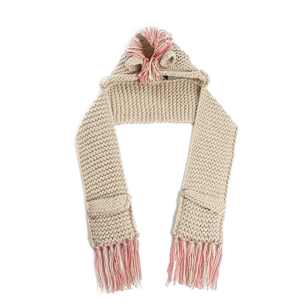New Unicorn Animal Cartoon Cute Hat Child Warm Knit Cap Scarf Shawl Children's Cap