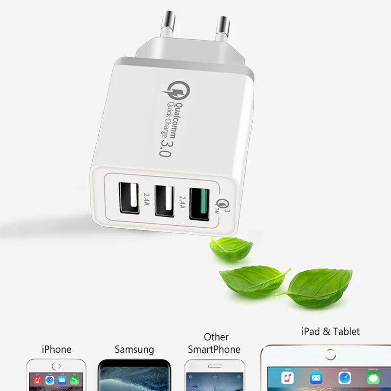 Keyounton QC3.0 быстрое зарядное устройство USB для iPad iPhone samsung адаптер Универсальный мобильный телефон путешествия 3.1A устройство быстрой зарядки