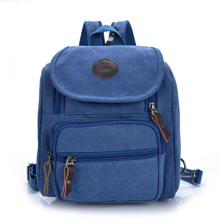 Повседневная холщовая женская сумка, женский рюкзак, школьная сумка, маленькая сумка, женская сумка через плечо для девочек-подростков, студенческие рюкзаки - Цвет: Синий