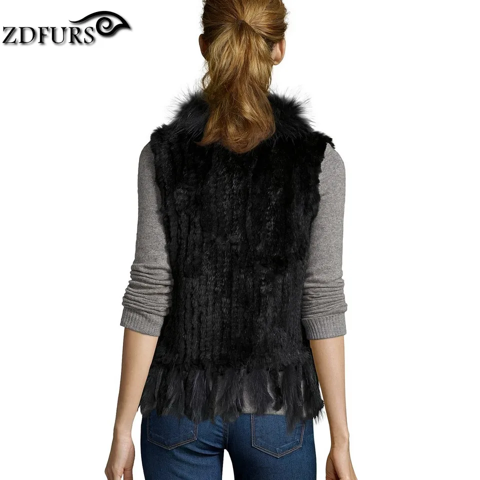 ZDFURS * высокого качества горячая Распродажа трикотажные кроличий мех жилет с