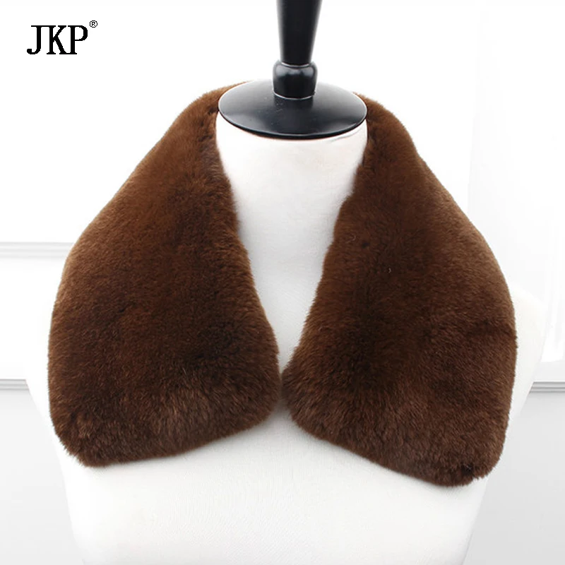 Winter Knitted Female Real Rex Rabbit Fur Scarf Collar Warm Men Leather Women Fur Scarves