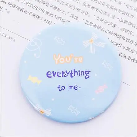 1Pc Fashion Cute Mini Cartoon Small Round Mirror Portable Makeup Glass Mirror Creative Round Portable Princess Makeup Mirror - Цвет: 3