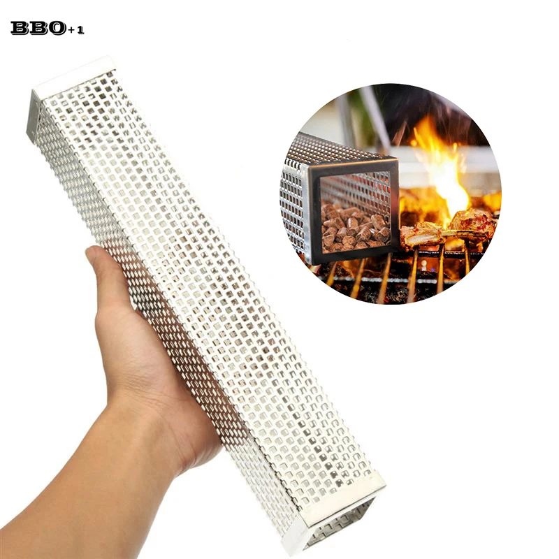 Outdoor BBQ Grill Smoker Tubes Barbecue Wood Pellet Smoking Cold Box Meat A8G3 