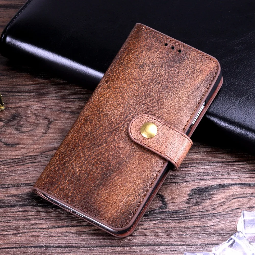 Lnobern Highest Grade Cowhide Leather Case for iPhone X,Retro Luxury Genuine Leather Wallet for