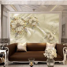 Пользовательские 3D стереоскопическая печать ткань и текстильные обои для стен ткань матовый шелк для гостиной ТВ фоновые Цветы фото