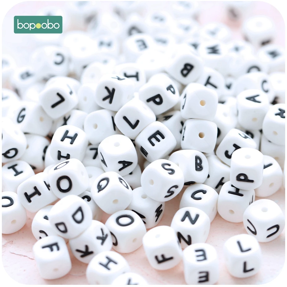 Bopoobo силиконовые бусины 12 мм 10 шт. силиконовые буквы бусины могут жевать DIY бижутерия для прорезывания зубов кроватки игрушка в подарок на