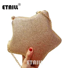 ETAILL Star Shape Glitter Sparkling Nude Evening Bag Fashion Full Sequins Box Clutch Bag Female Chain Crossbody Shoulder Bags star detail glitter crossbody bag