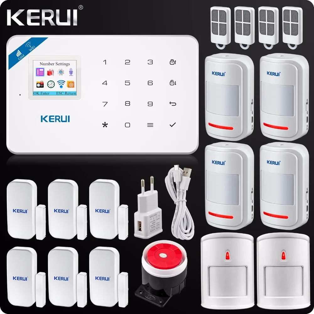 2017 Kerui W18 Wireless Wifi GSM IOS/Android APP Control LCD GSM SMS Home Burglar Alarm System Pet Immune PIR Detector