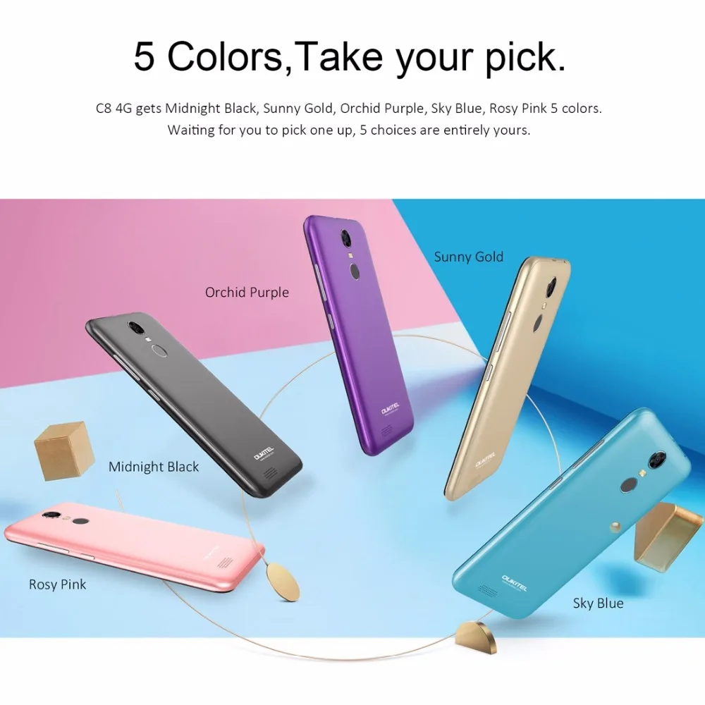 Oukitel C8 4G LTE 5.5'' 18:9 Display Smartphone Android 7.0 3000mAh 2GB RAM 16GB MTK6737 Quad Core Fingerprint 13MP Cellphone