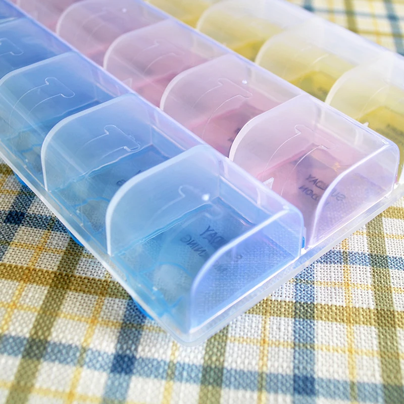 Transparent Color Empty Plastic Box Pill Tablet Medicine Organizer Weekly 7 Days 3-row Tray Storage Case 21 Compartment MFJ99 |