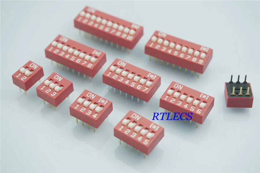 

5pcs Dip Switches SPST 1 2 3 4 5 6 7 8 9 10 12 Position 2.54mm 0.100" pitch Through Hole Slide (Standard) Actuator raised DIP