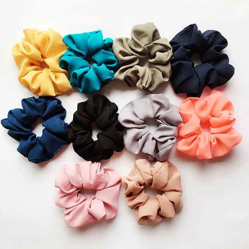 

1Pc Vintage Hair Scrunchies Lady Stretch Chiffon Scrunchie Women Elastic Hair Bands Girls Headwear Solid Hair Ties Drop Shipping