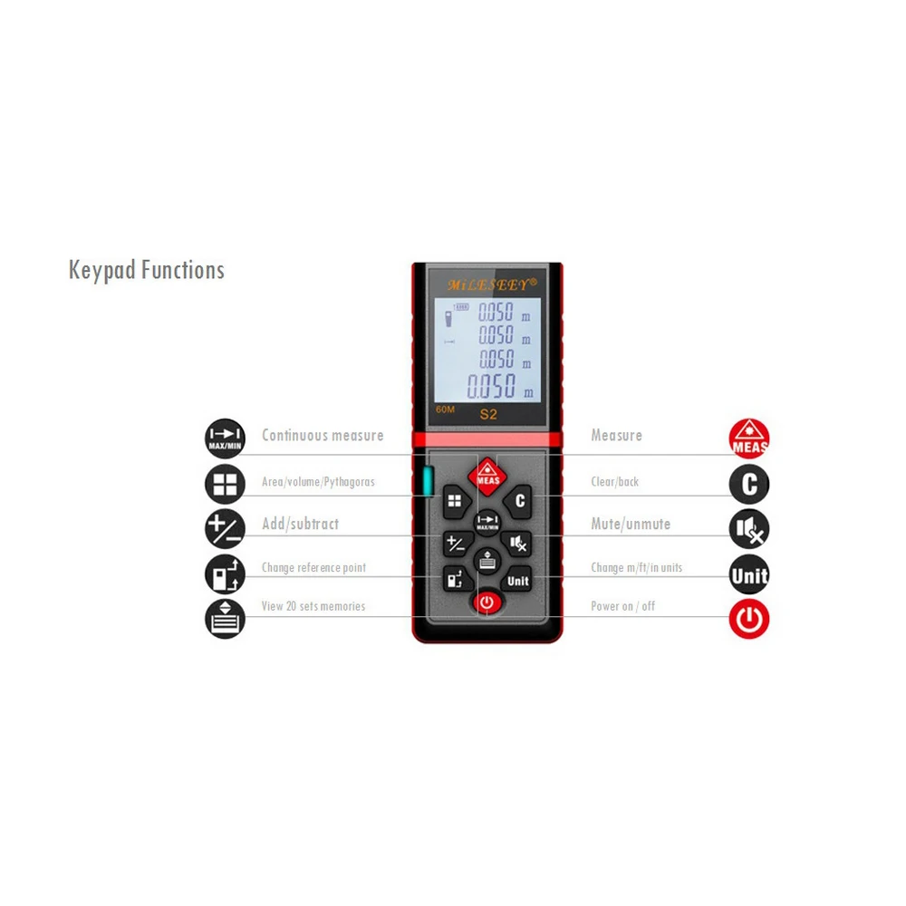 40/60/80/100M Laser Distance Meter Meter Inch Feed Tape Area-volume-Angle Tester Tool Laser Range Finder Laser RangeFinder 40/60/80/100M Laser Distance Meter Meter Inch Feed Tape Area-volume-Angle Tester Tool Laser Range Finder Laser RangeFinder