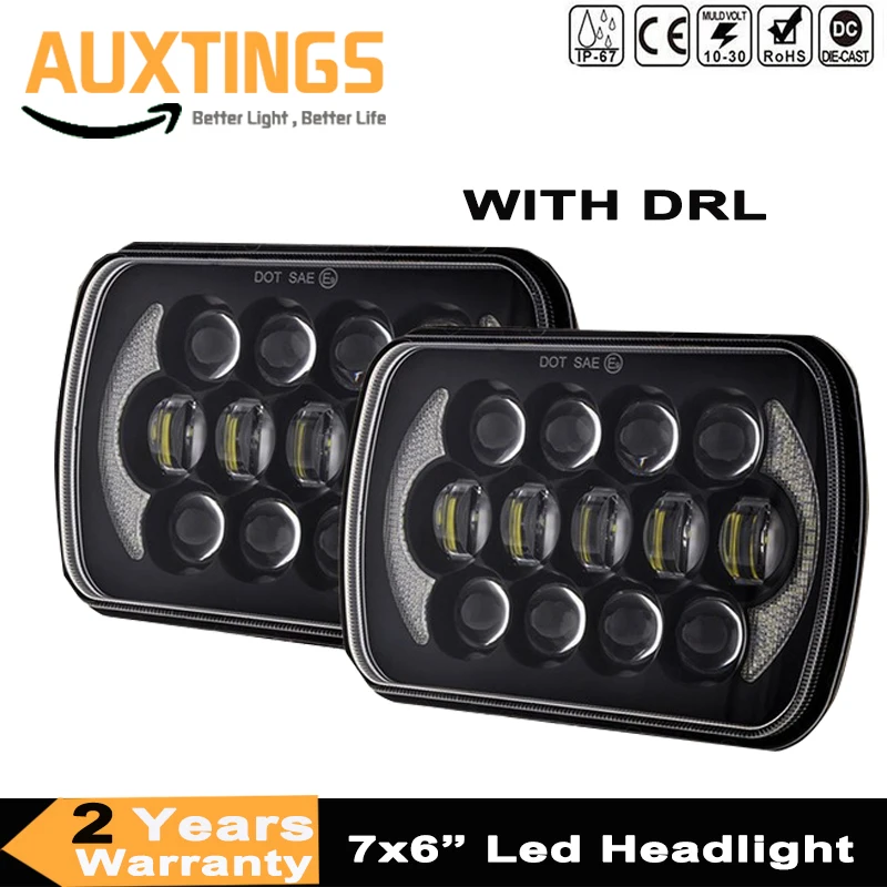 

2PC 105W 5X7 7X6 inch Rectangular Sealed Beam LED Headlight for Jeep Wrangler YJ Cherokee XJ H6014 H6052 H6054 LED