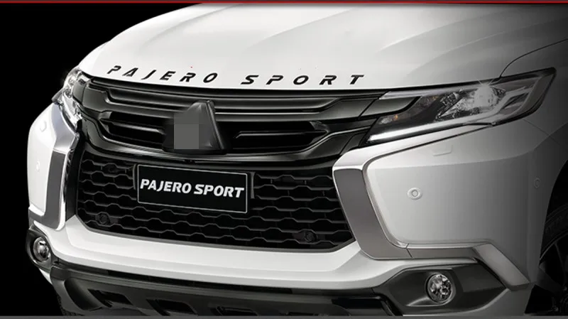 Серебристый Хром для Mitsubishi Pajero Montero Sport передний капот логотип, эмблема сценарий письмо знак авто наклейки