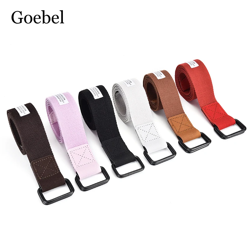 

Women Harajuku Belt Letter Printed Fashion Unisex Double D Ring Canvas Strap Female Long Belts For Jeans