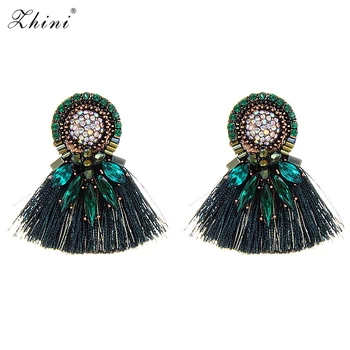 

ZHINI Bohemian Hot Sale Wedding Colorful Drop Dangle Earrings Women Female Fashion Dangle Jewelry Statement Long Earring Jewelry