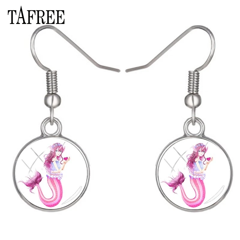 Брендовые модные серьги-подвески TAFREE с изображением русалки и эльфов