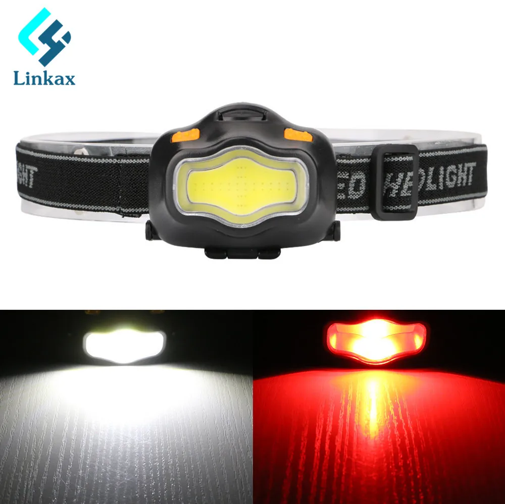 

LED Mini Waterproof Headlight Headlamp 3-Modes Light-weight PVC White light /Red Light LED Head Light Head Lamp Torch By 3xAAA