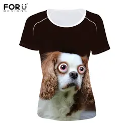 FORUDESIGNS/каваи 3D Собака Чарльз принт для женщин футболки Harajuku короткий рукав Топ Футболка Одежда Мода Бодибилдинг футболки для девочек