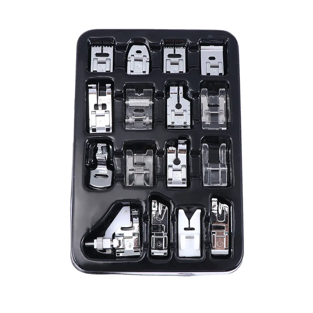 

16Pcs Domestic Sewing Machine Accessories Presser Foot Feet Kit Set Hem Foot Spare Parts With Paper Box For Sewing Machine