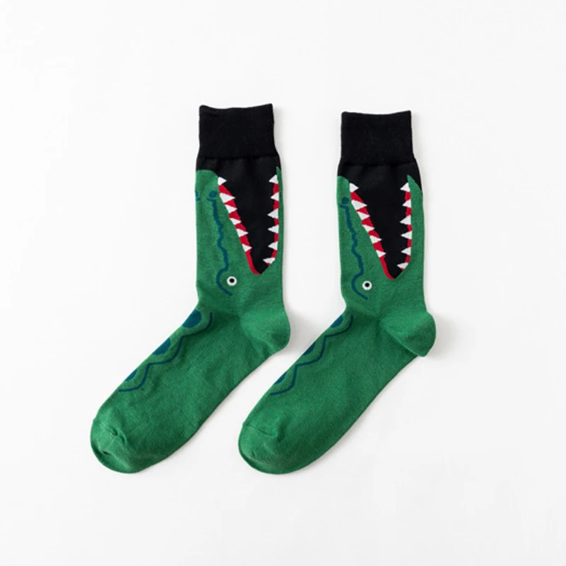 Мужские/женские зимние носки из чесаного хлопка, мужские носки с изображением фламинго/крокодила/зебры, забавные Длинные теплые носки для женщин из хлопка - Цвет: Синий