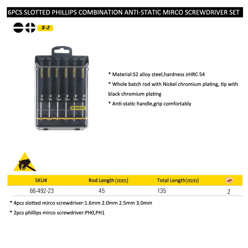 66-492-23 6pcs antistatic screwdriver set