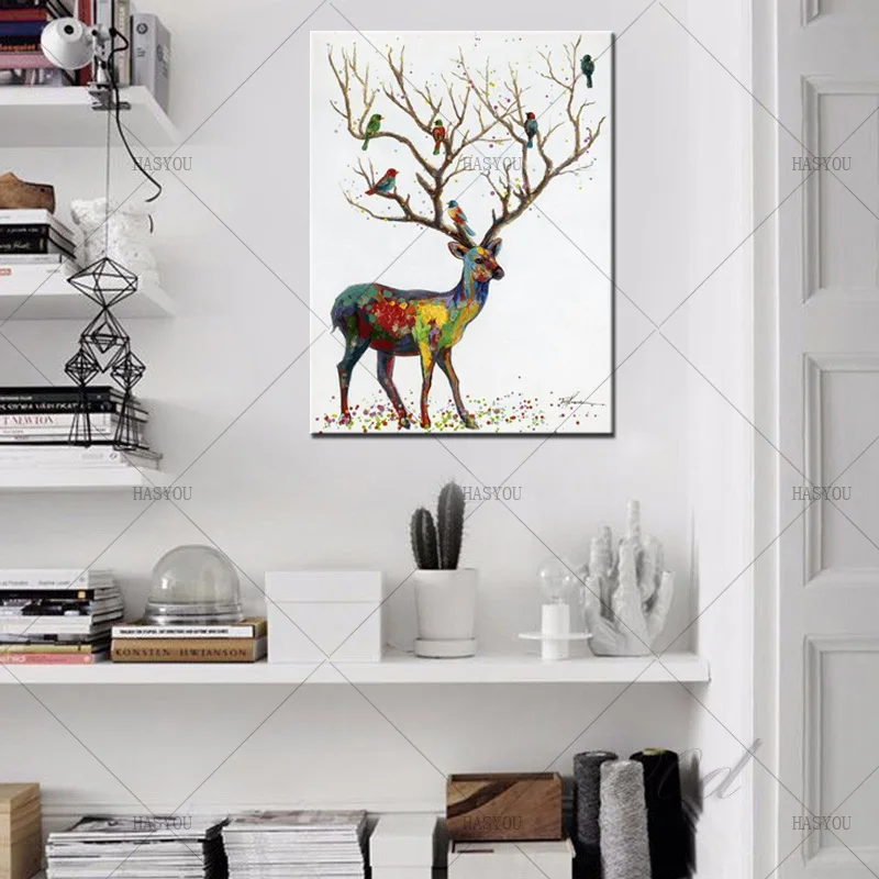 Noah-Hand-Painted-Wall-Art-Decoration-Picture-Modern-Abstract-Animal-Oil-Painting-Deer-Wall-Art-Canvas (2)
