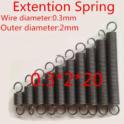 

20pcs 0.3*2*20mm Stainless Steel 304 Small coil extension spring with hook